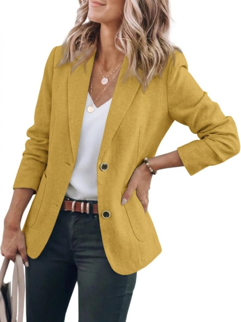 Chic Cotton Linen Blazer for Women | Long Sleeve, Loose Fit Casual Jacket